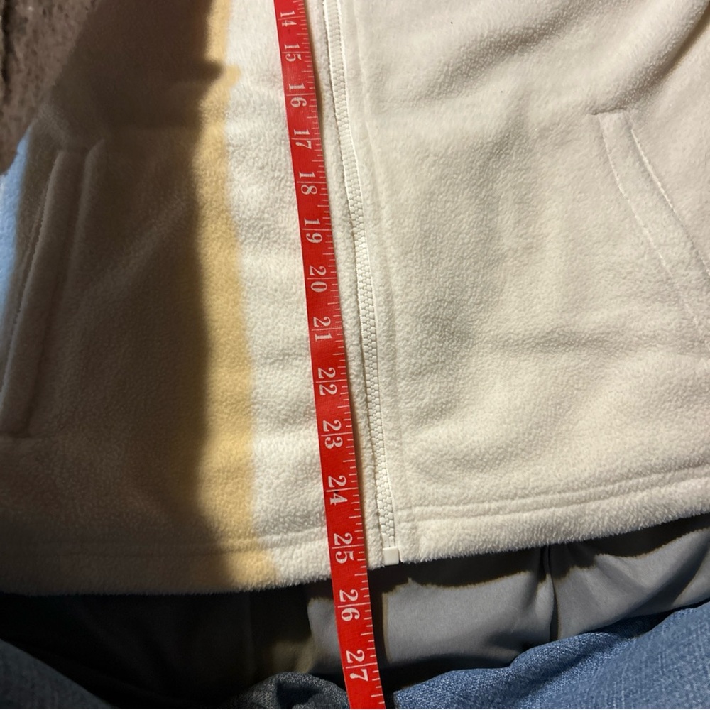 Chaps Womens Fleece Vest Size Large Full Zip Beige Pockets Casual - Picture 6 of 11